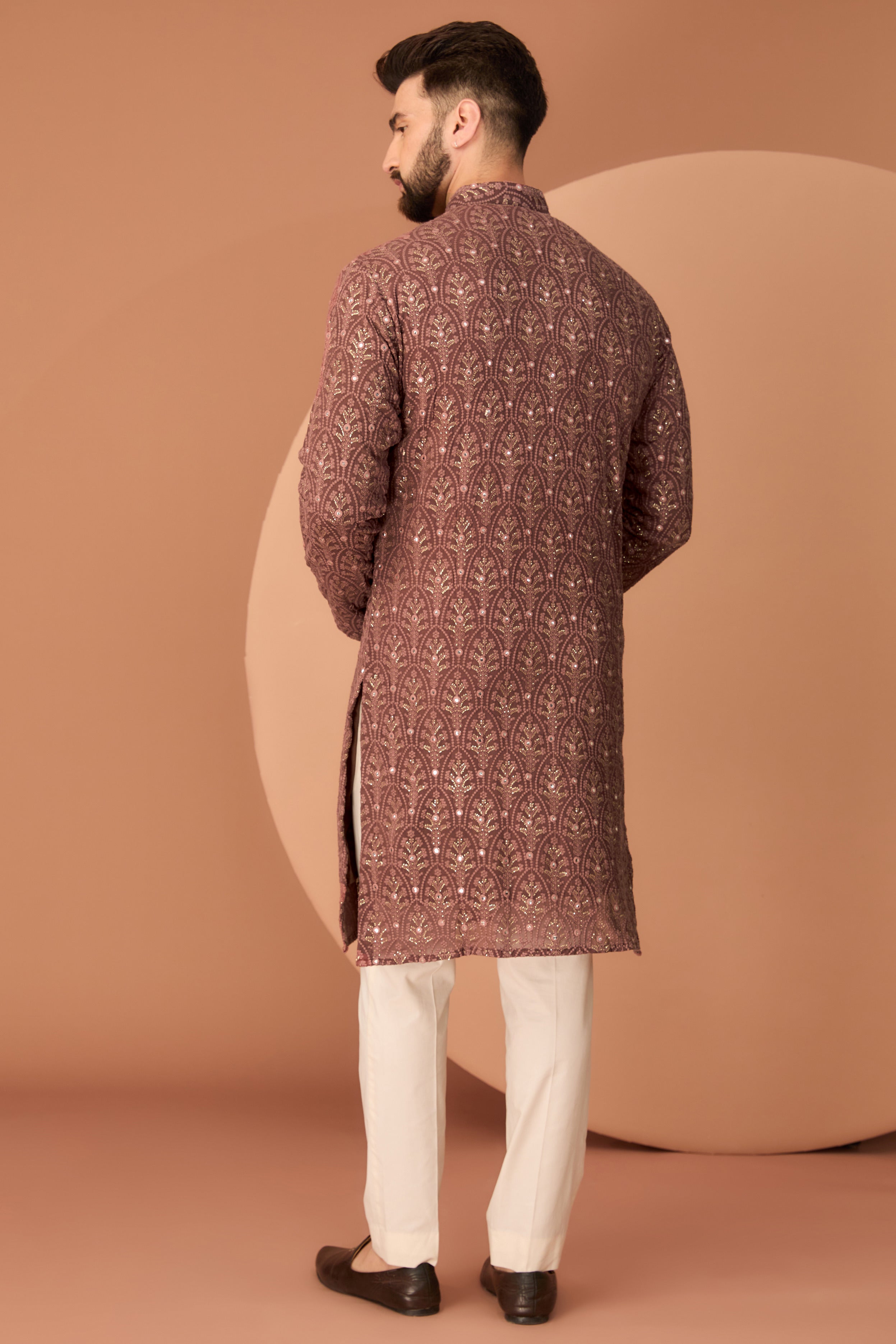 Dark rust brown chikankari kurta - kasbahmen