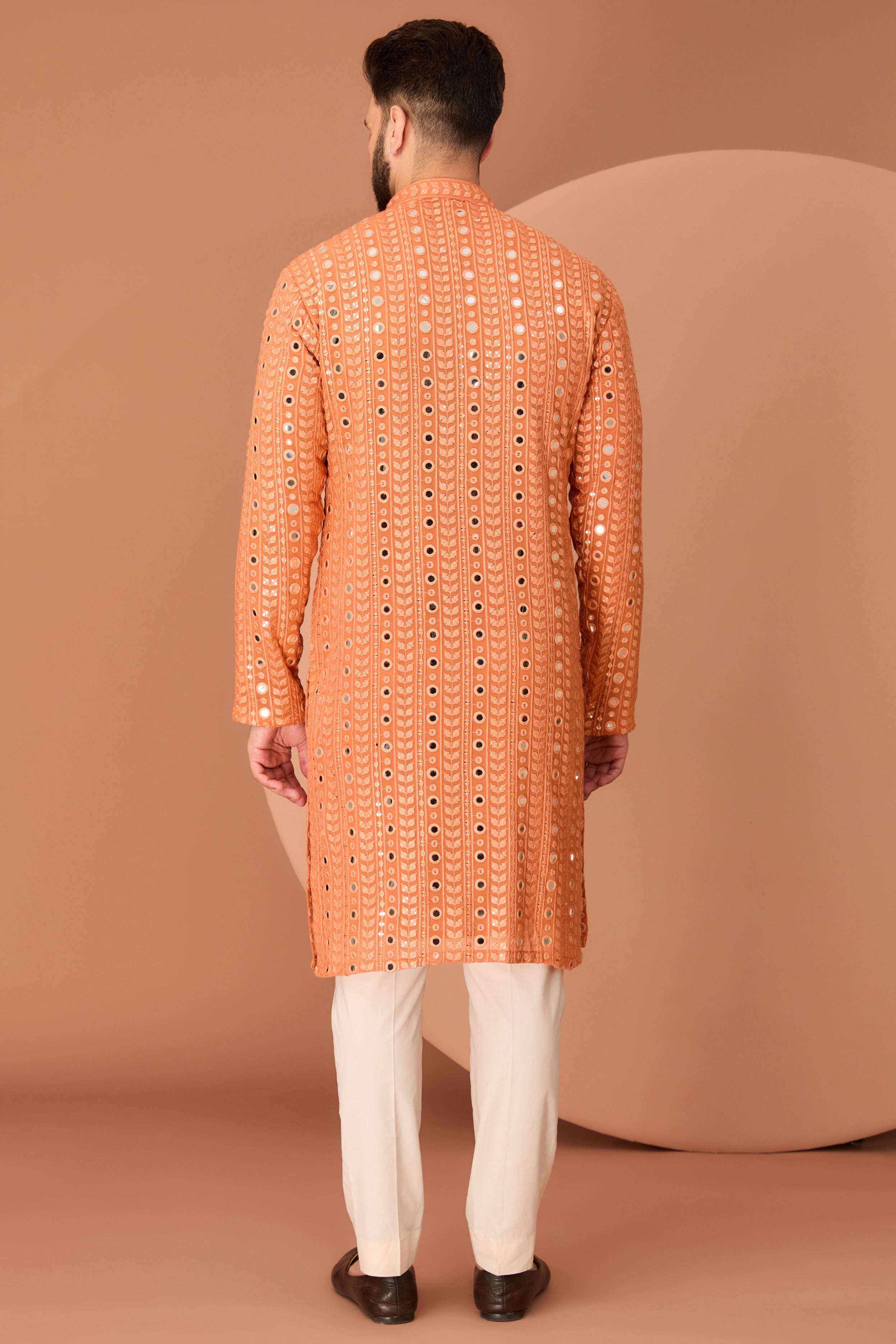 Classic Orange mirror-work kurta - kasbahmen