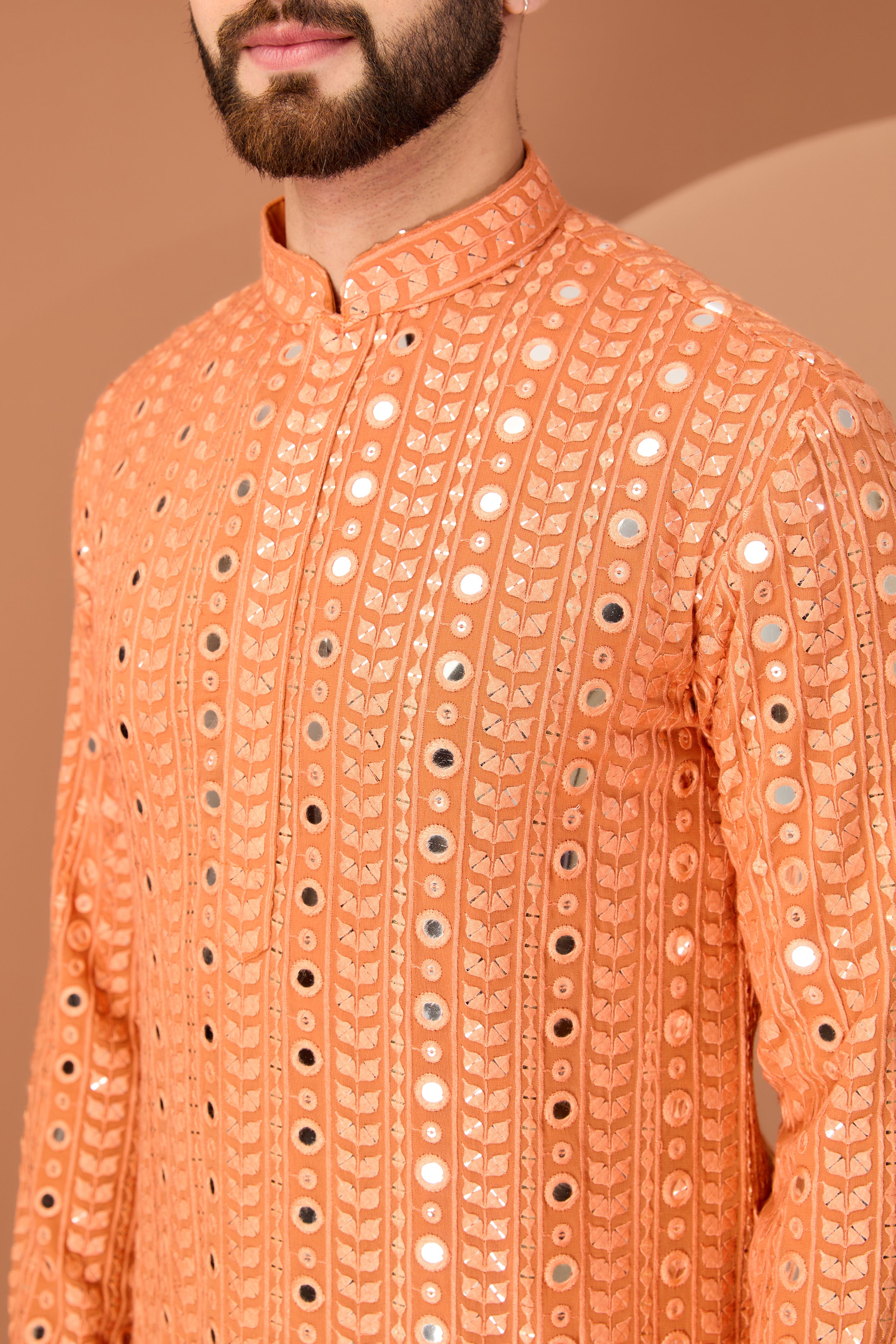 Classic Orange mirror-work kurta - kasbahmen