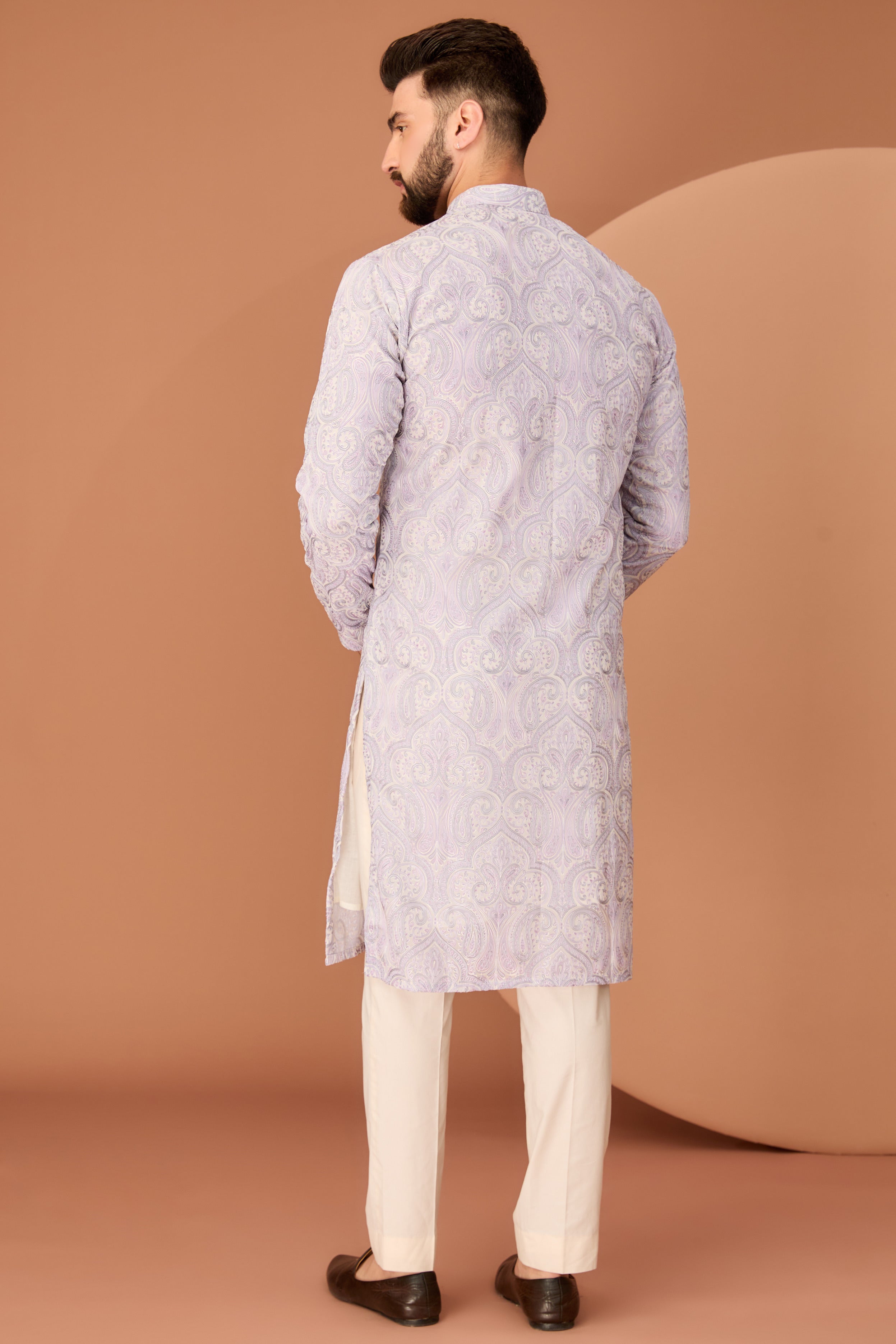 Purple Kashmiri embroidered chikankari kurta - kasbahmen