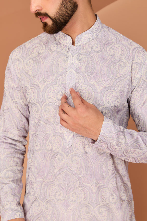 Purple Kashmiri embroidered chikankari kurta - kasbahmen