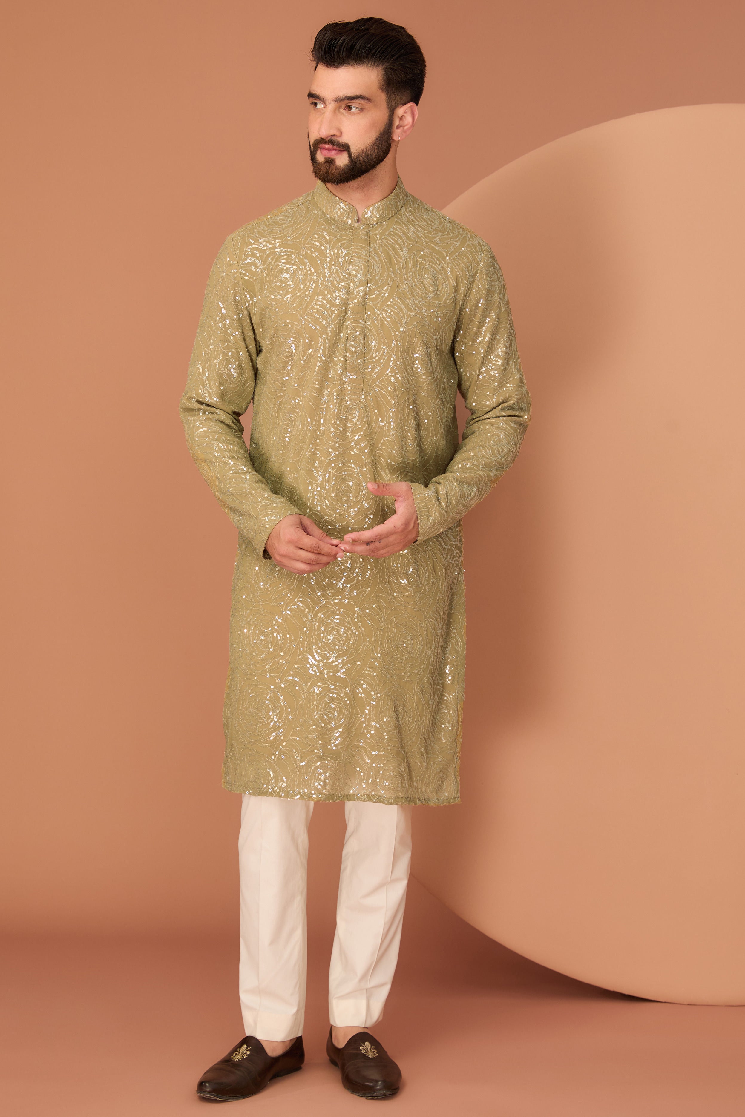 copper heavy sequined kurta - kasbahmen