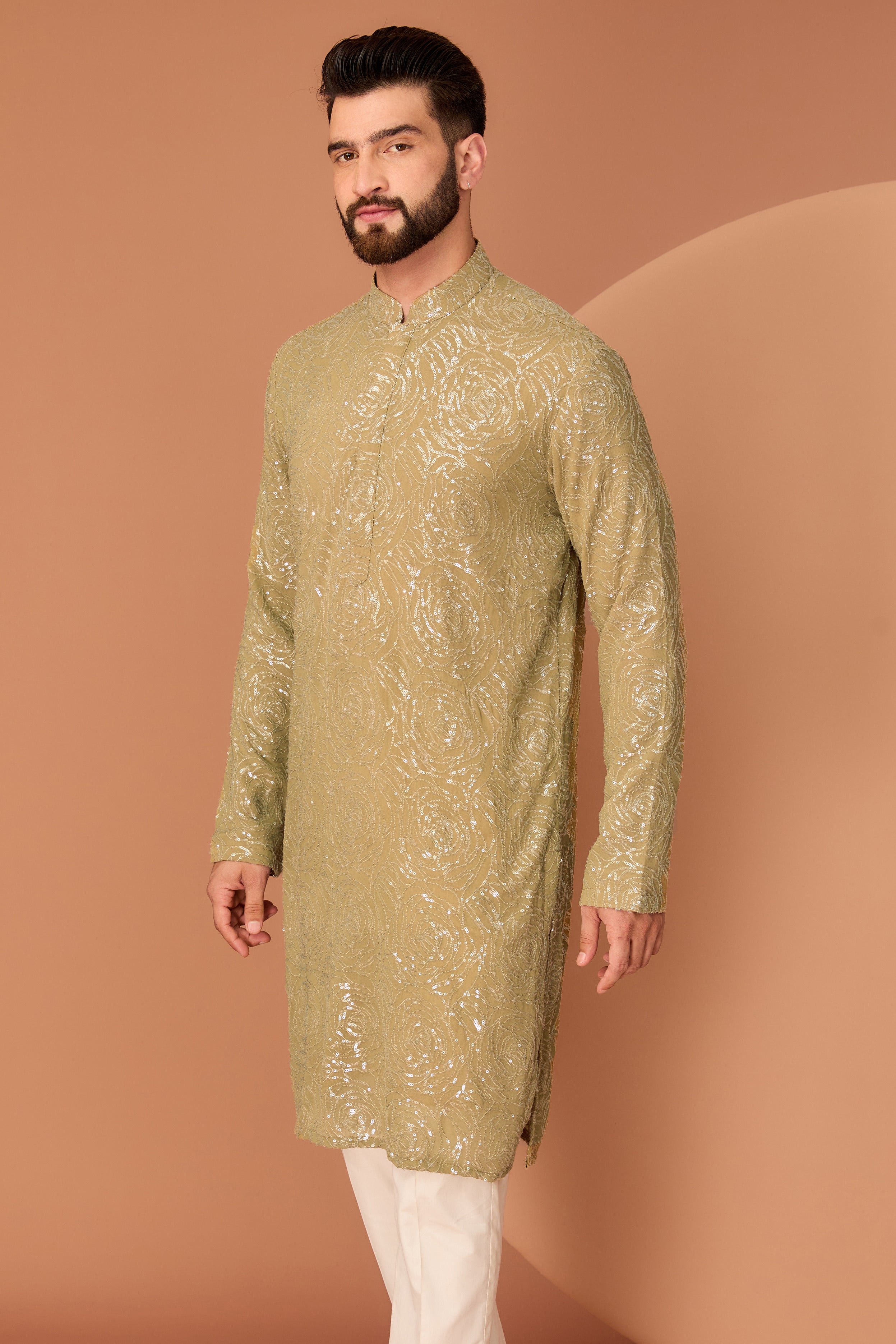 copper heavy sequined kurta - kasbahmen