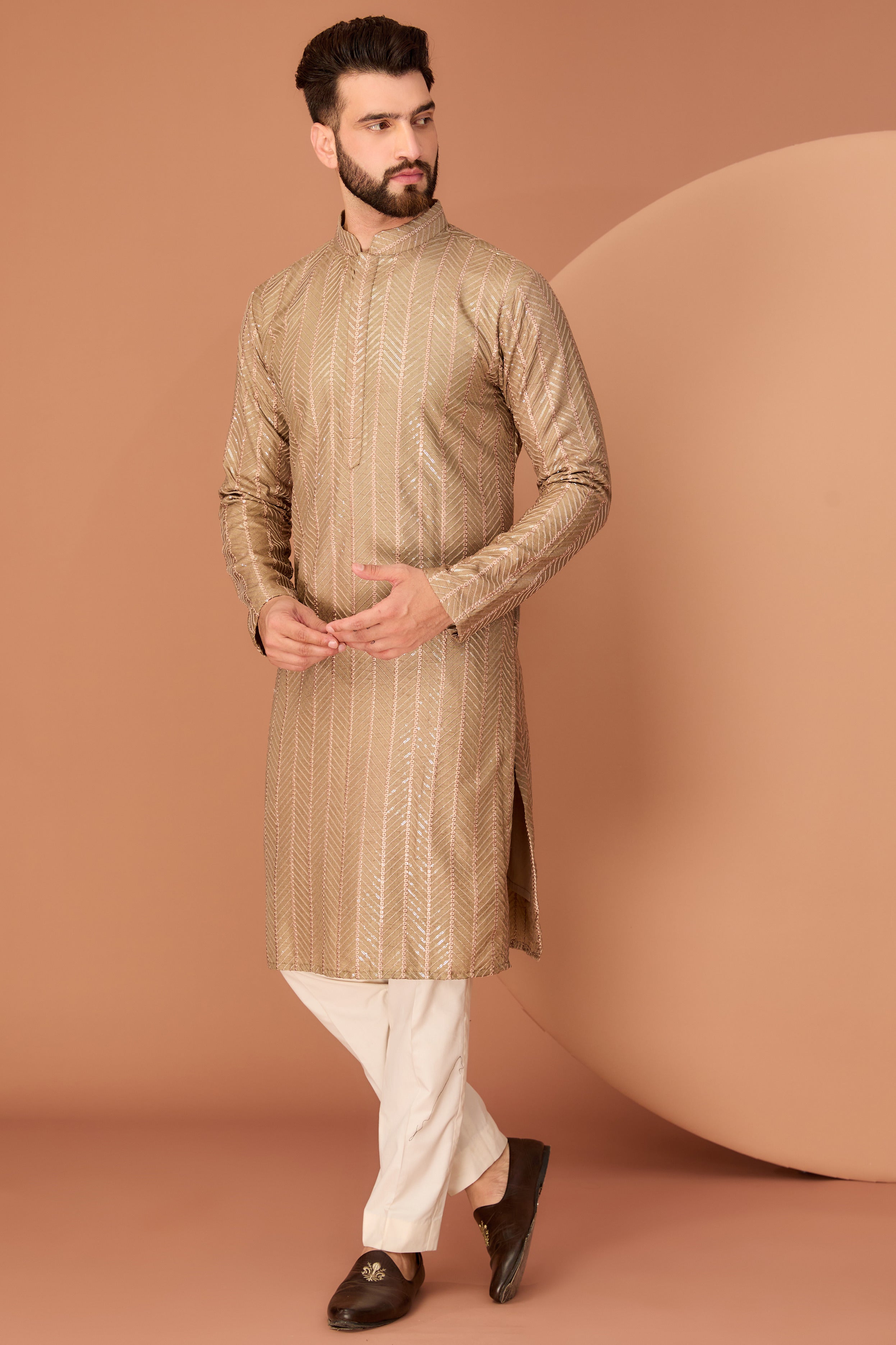 Copper Brown Sequin kurta - kasbahmen