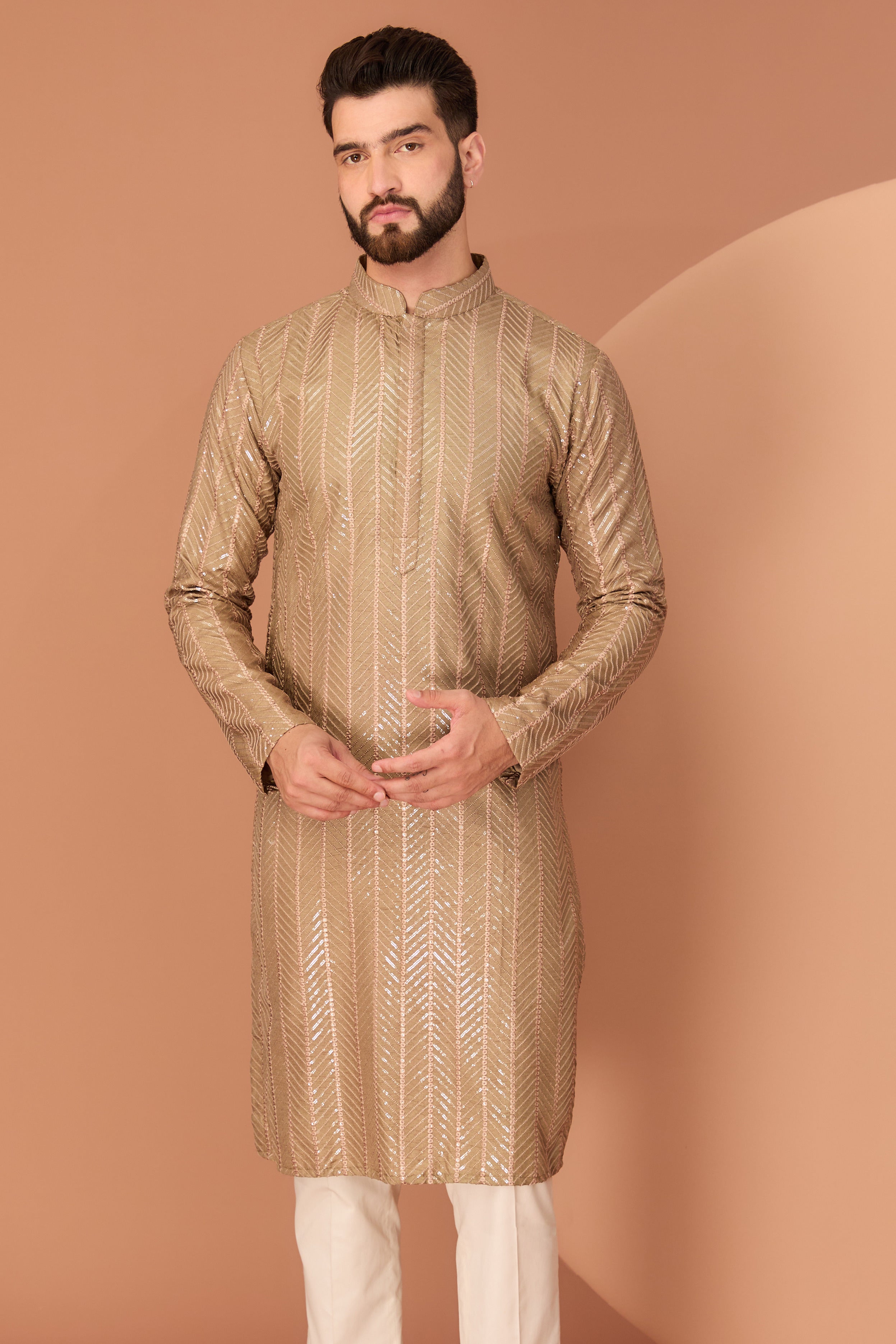 Copper Brown Sequin kurta - kasbahmen