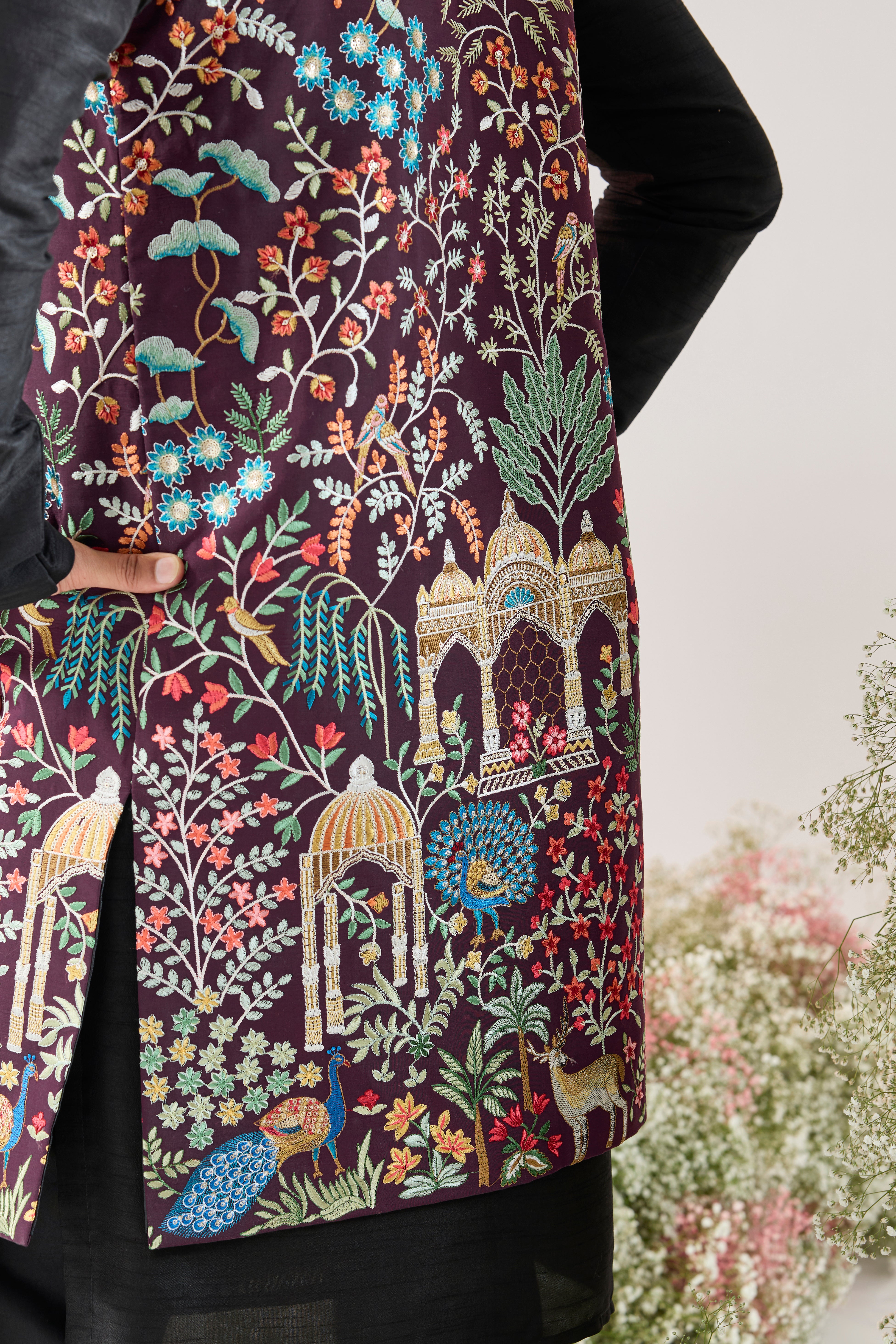 wine royal heritage long open jacket