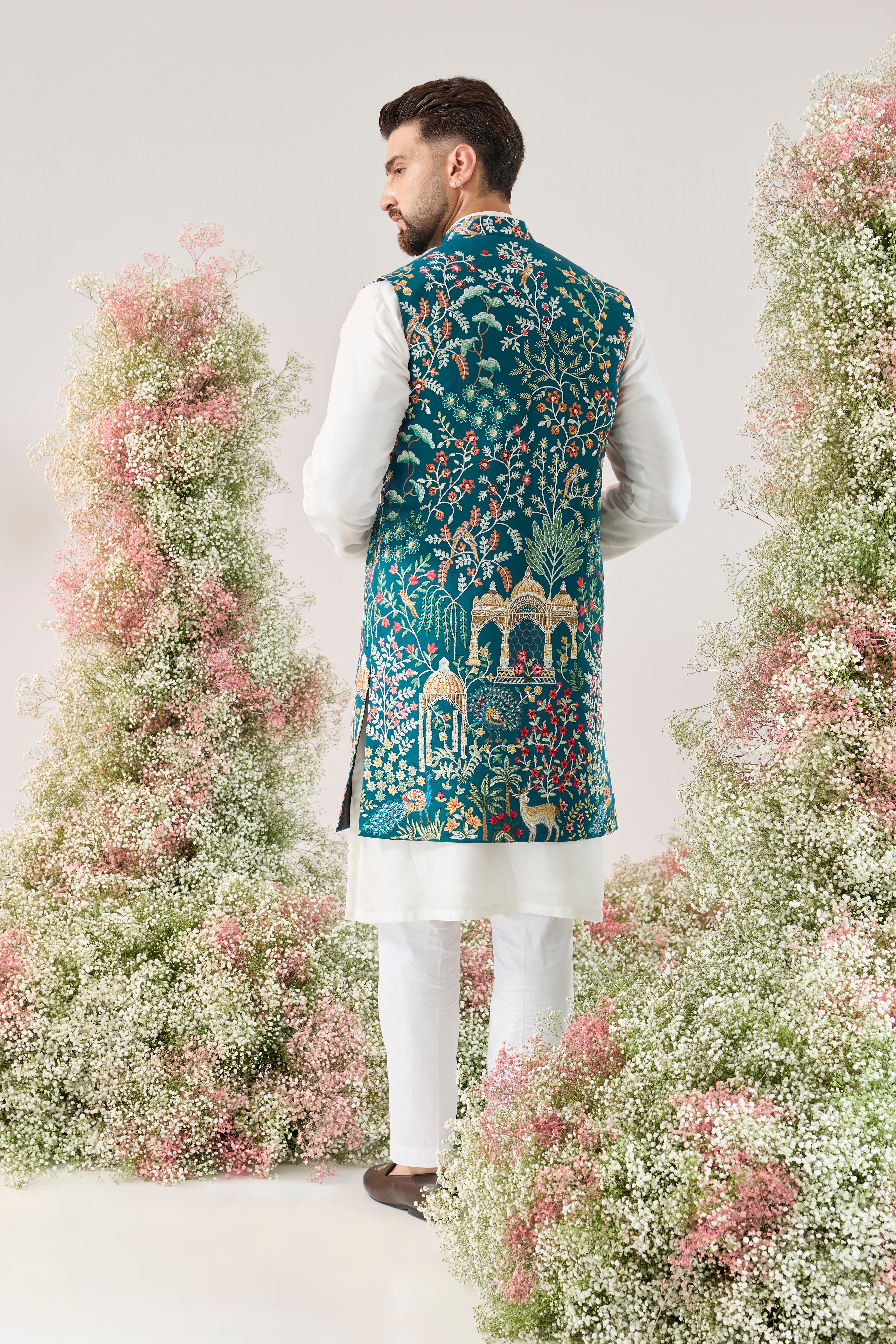 blue royal heritage long open jacket