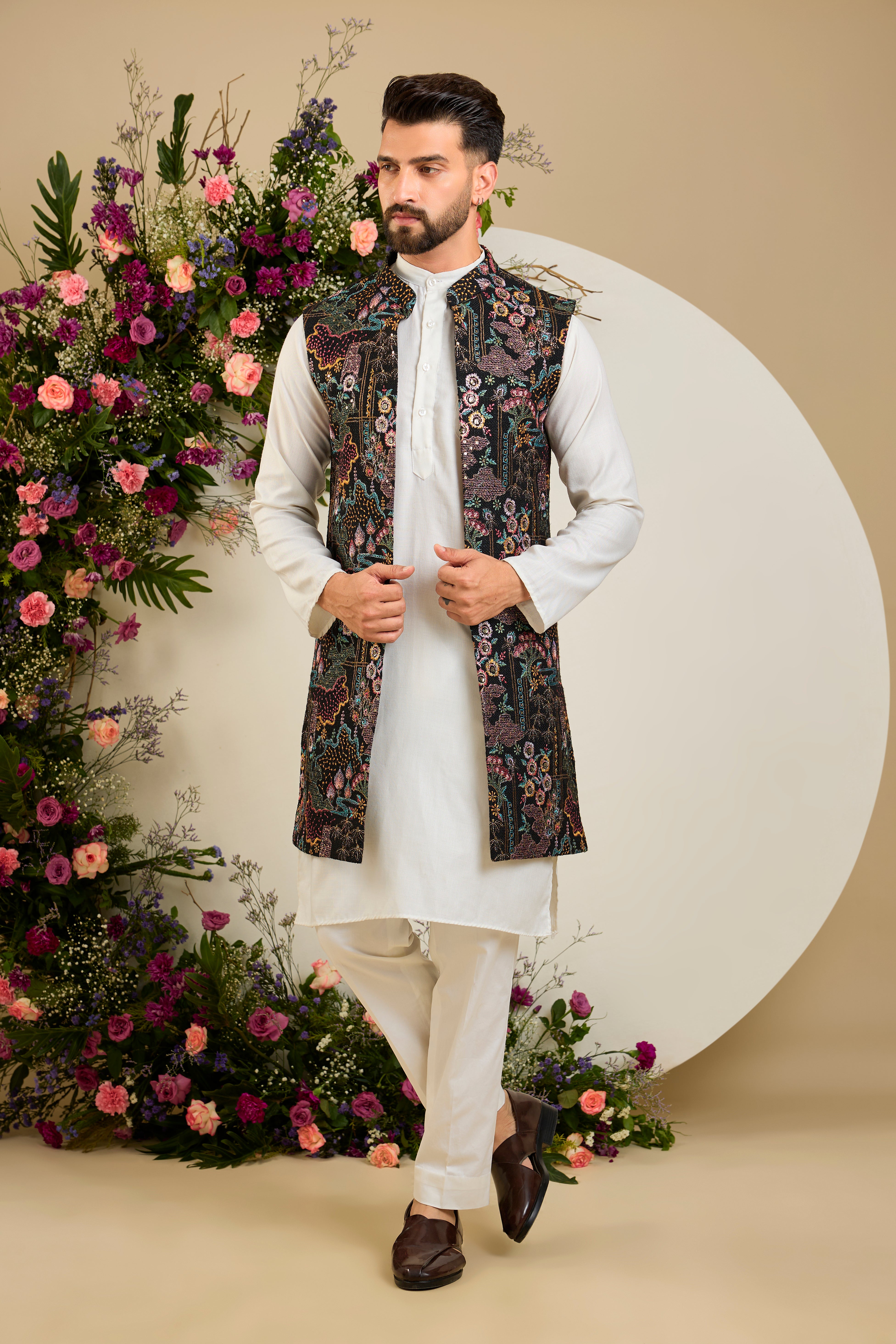 The Savile Botanica long open jacket