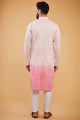 Pink ombre shaded chikankari kurta with delicate sequin embroidery - kasbahmen