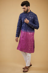 Ombre shaded mirror-work kurta - kasbahmen