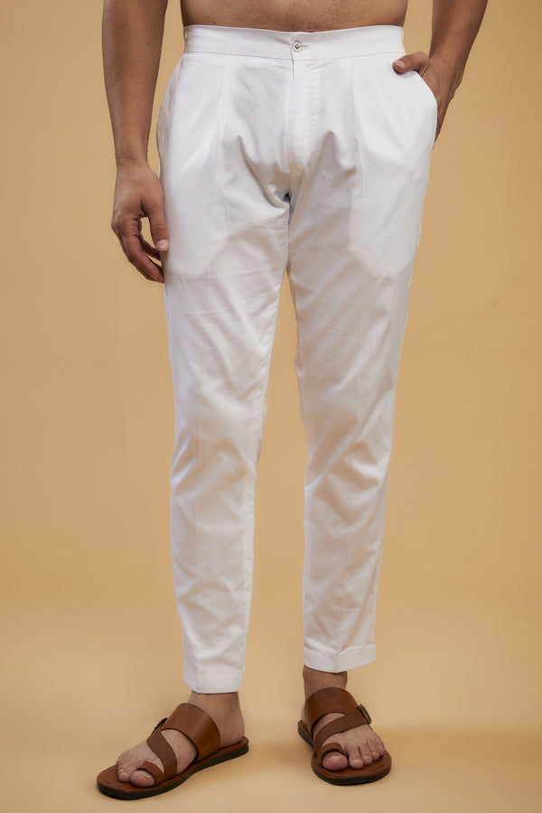 white egyptian giza cotton slim fit formal pant pyjamas - kasbahmen