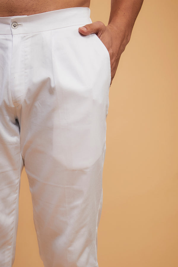 white egyptian  giza cotton slim fit  formal pant pyjamas