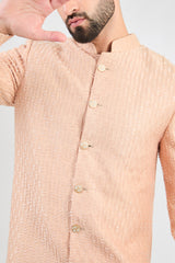 Light peach sherwani with detailed cut dana embroidery - kasbahmen