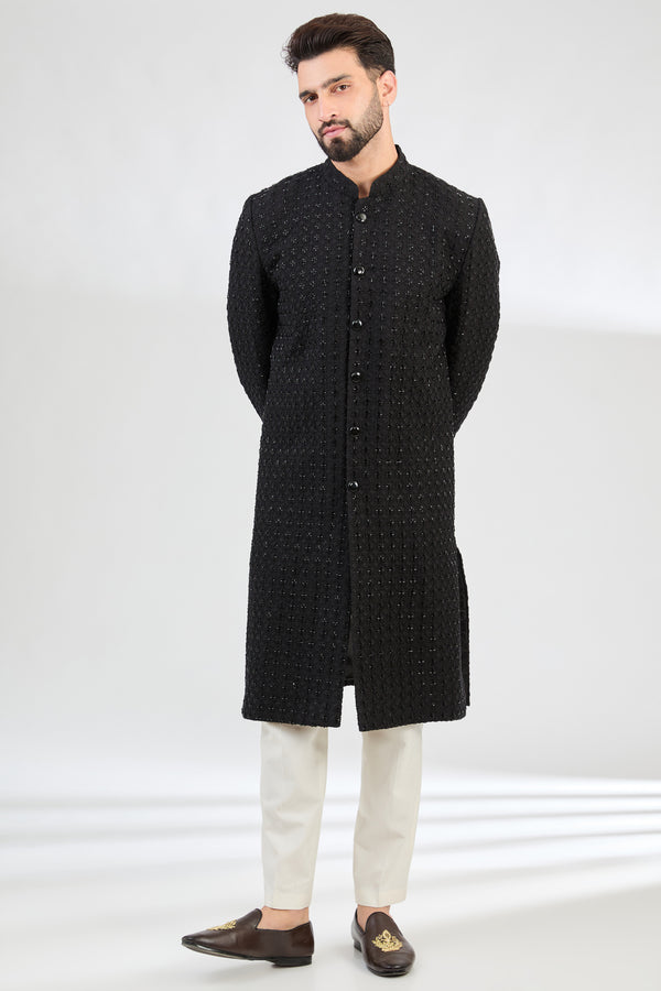 Signature Black Cut-dana sherwani - kasbahmen