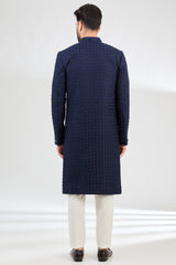 Classic navy blue cut-dana sherwani - kasbahmen