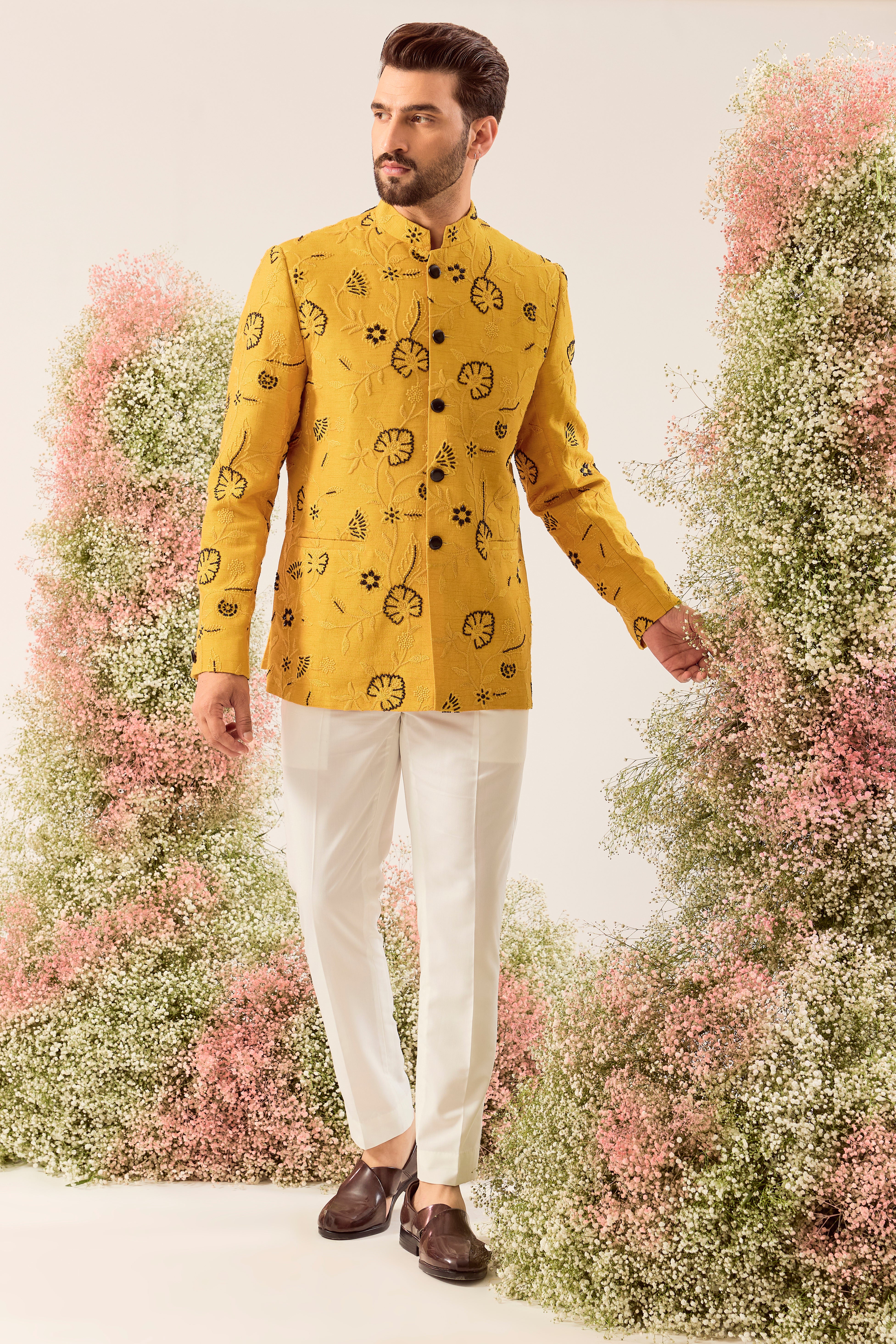 mustad classic bandgala with intricate cut dana and floral embroidery