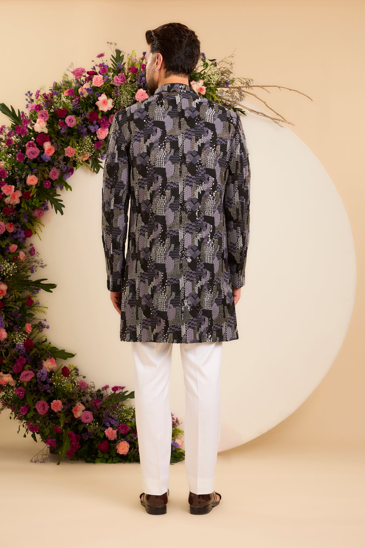 The Saphir -The Midnight black  Cut-Dana short Sherwani