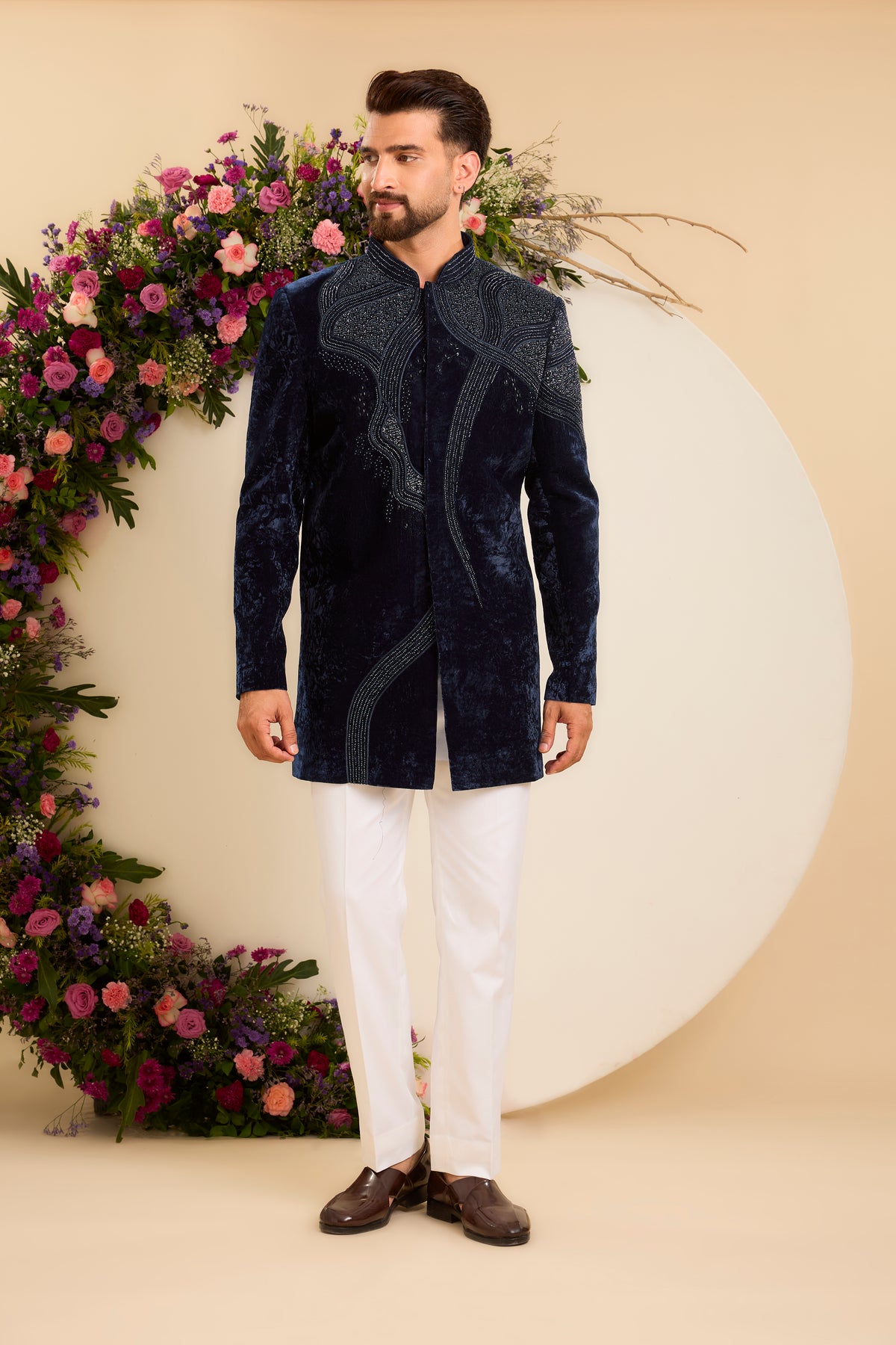 Midnight Navy Indo-Western Richly Worked in Cut-Dana