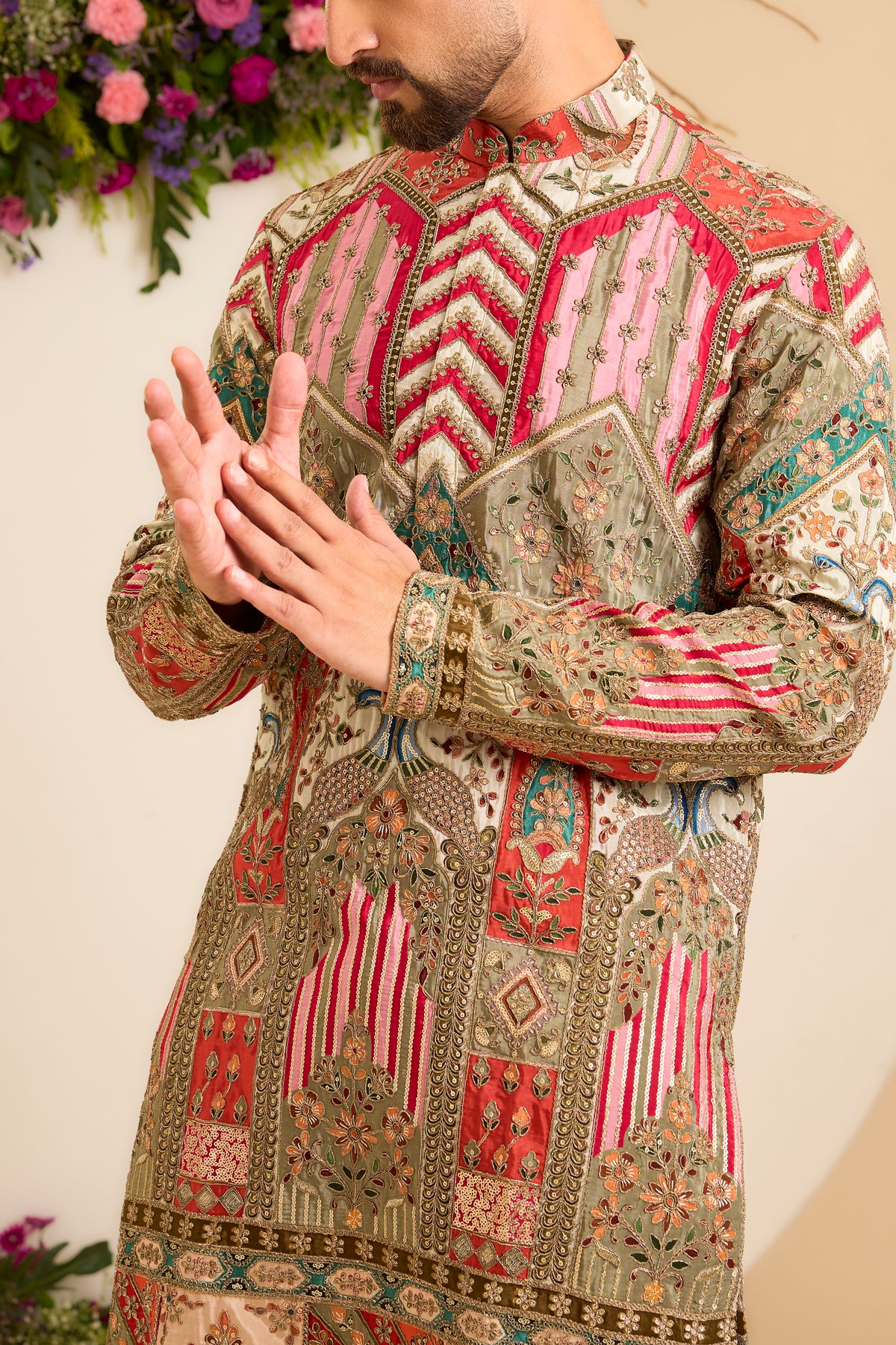 A Vibrant Kurta Where Abstract Florals Meet Regal Peacocks
