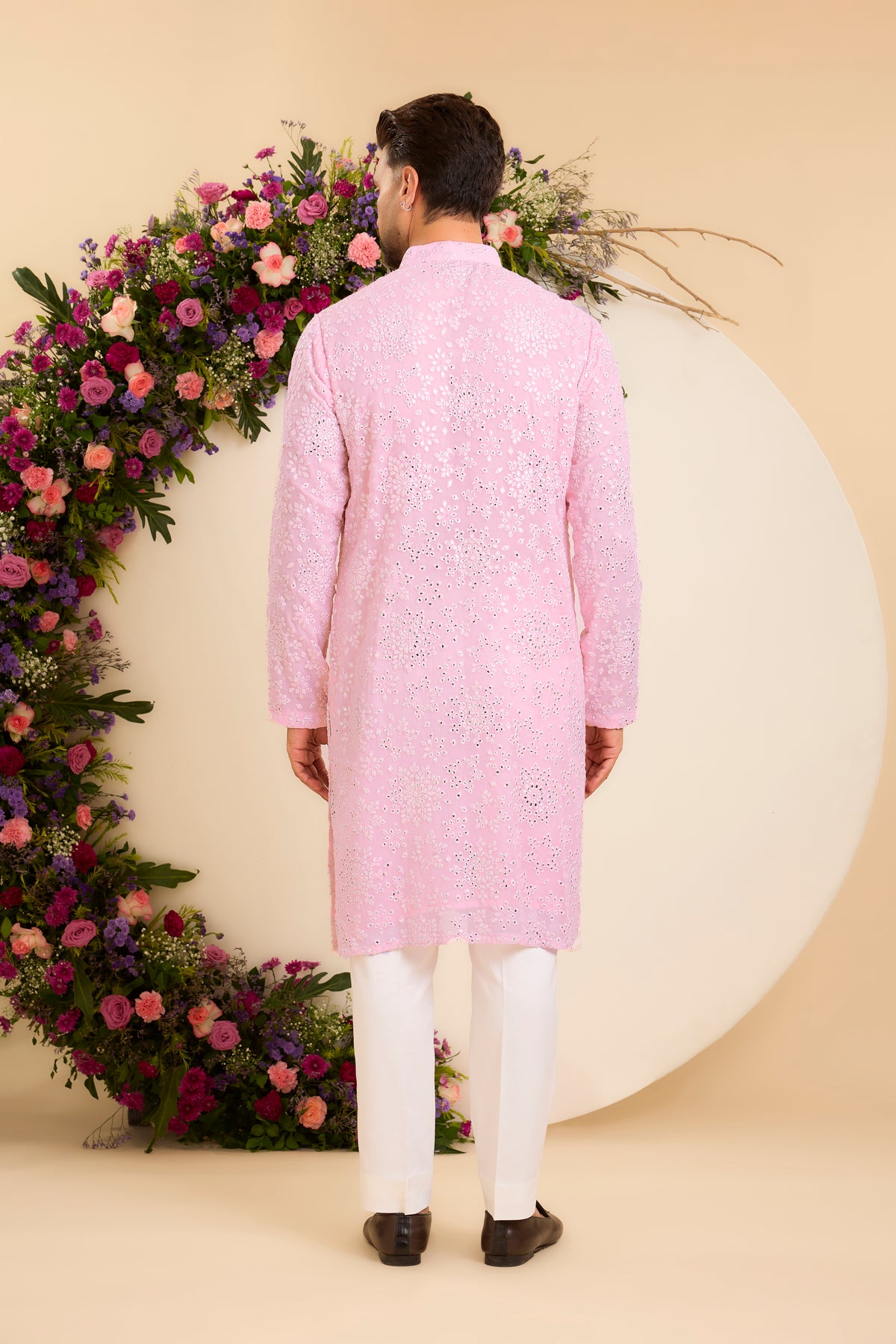 The Powder pink  Chikankari Kurta Reimagined in Foil