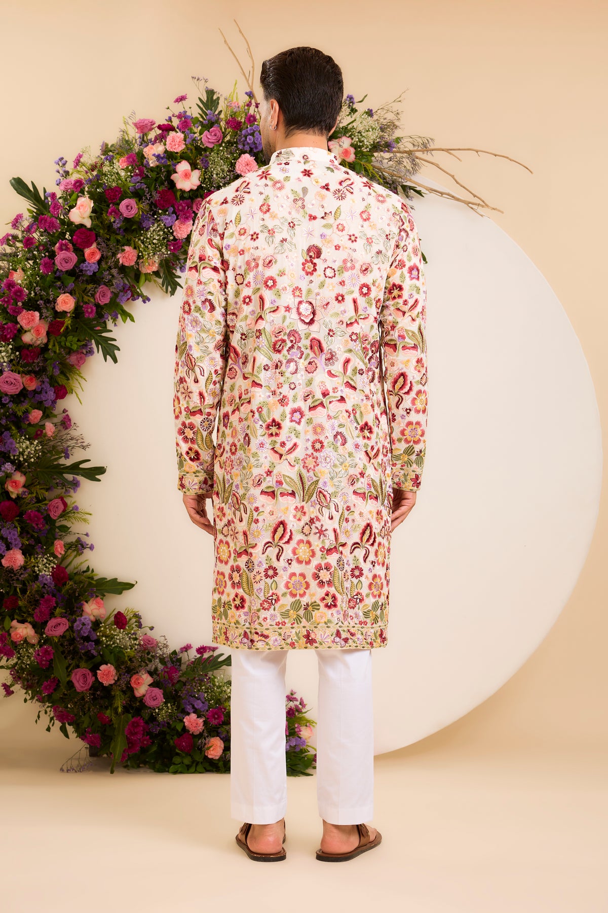 The Aurelia — An Ivory Kurta Draped in Delicate Florals