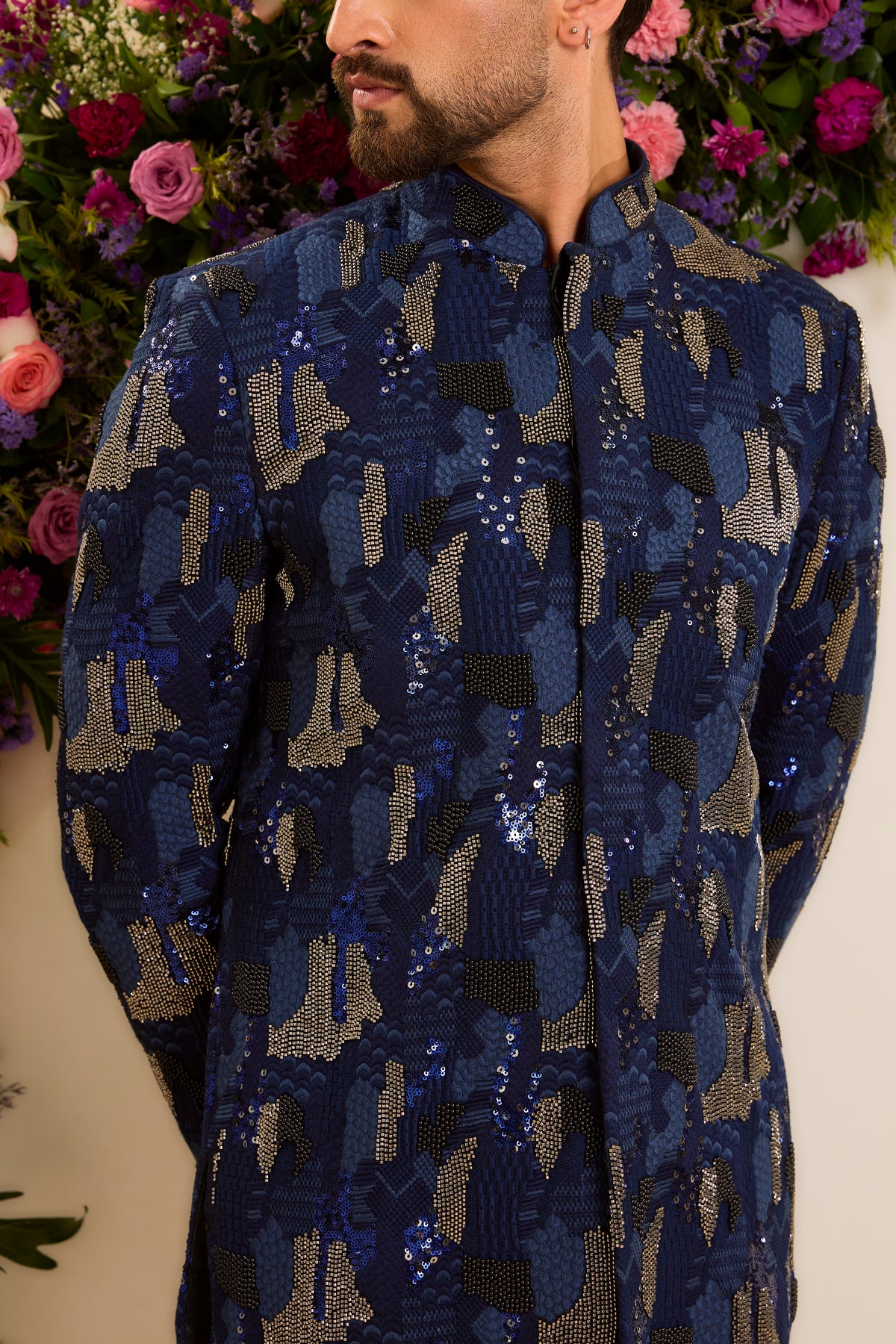 The Saphir -The Midnight blue  Cut-Dana short Sherwani