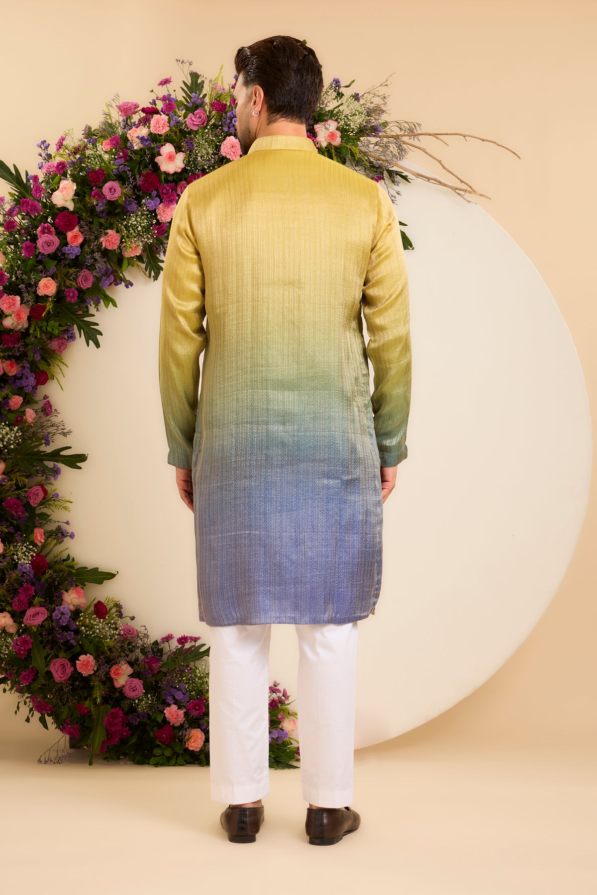 The Elara — A Soft Ombre Kurta with Intricate Floral Leatherwork