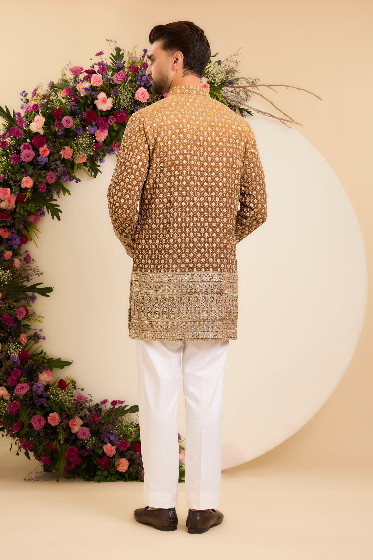 The Étoffe — A Brown Ombre Kurta with Intricate Zari Embroidery