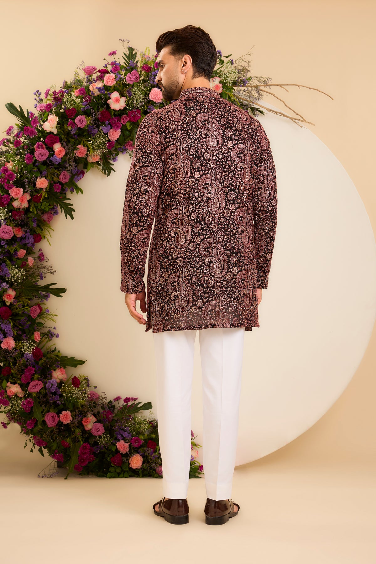 The Noir Rouge — A Black Kurta with Rich Paisley Embroidery
