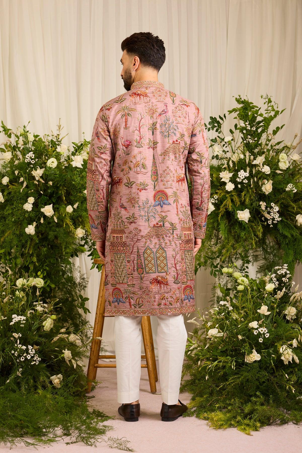 The Crosby — A Mauve Kurta Richly Embroidered with Nature Motifs