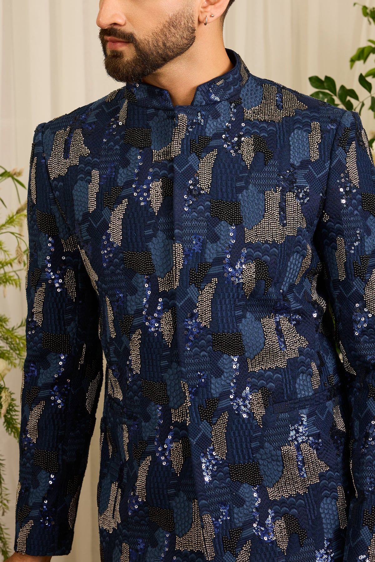 The Saphire -Navy  blue  Cut-Dana bandgala