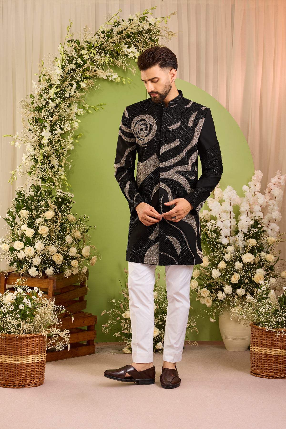 The Merceron — A Statement Black Indo-Western of Fine Handwork