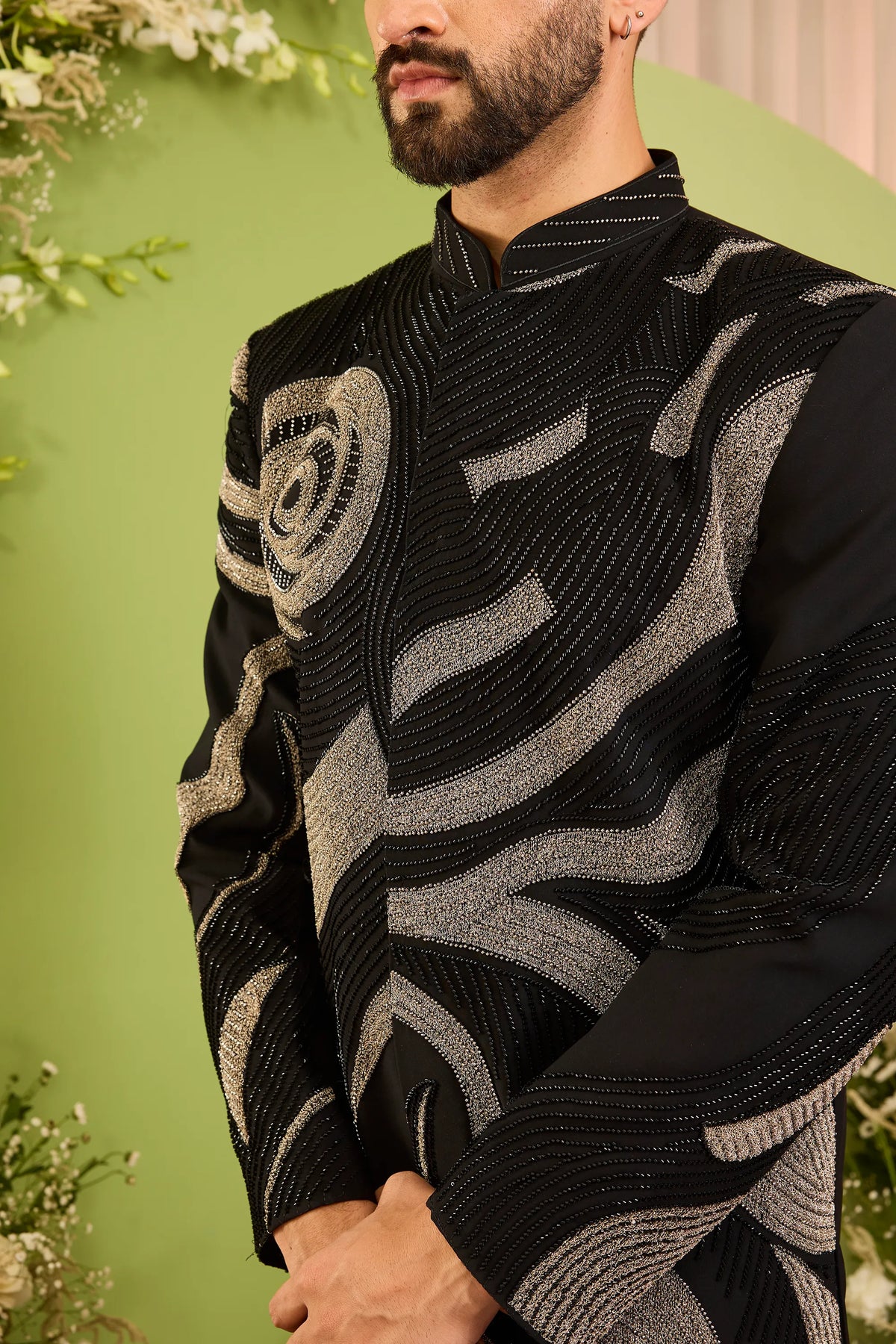 The Merceron — A Statement Black Indo-Western of Fine Handwork