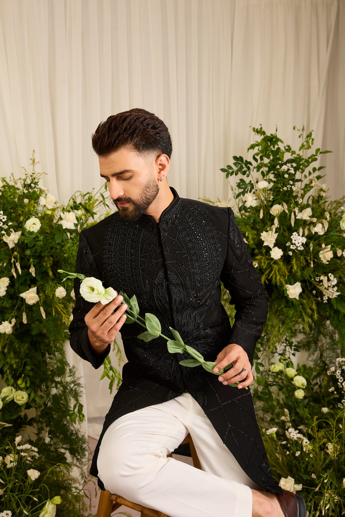 The Valtier — A Black Indo-Western with Geometric Cut-Dana Artistry