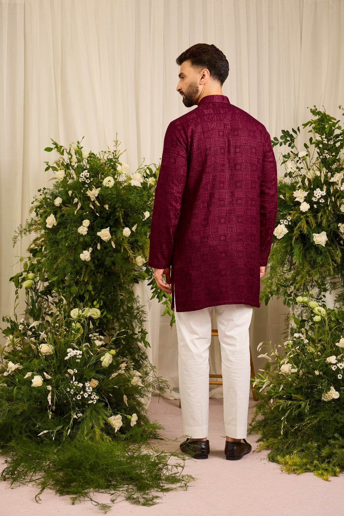 The moncler -  Maroon asbtract  Kurta Richly Worked in Thread
