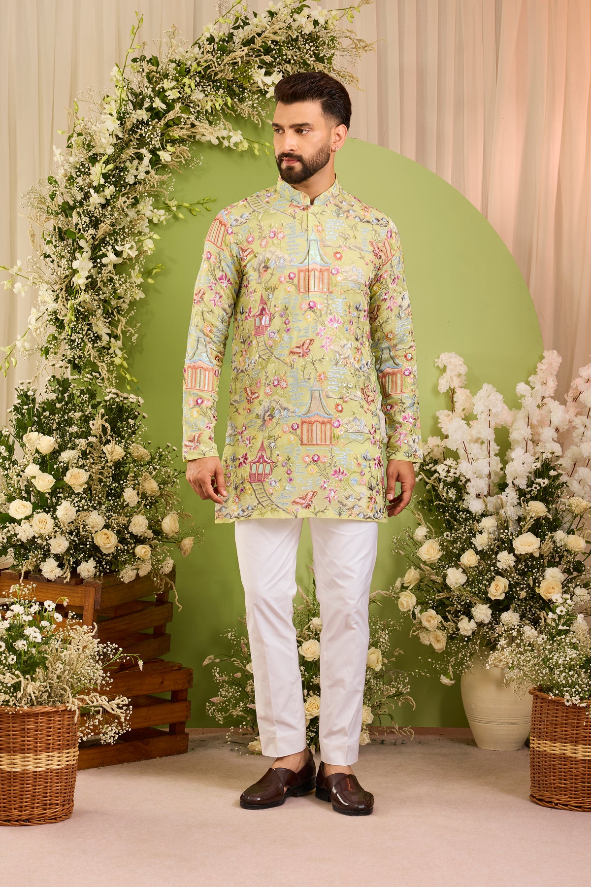 The Kyoto- A Short Kurta Draped in Oriental Storytelling