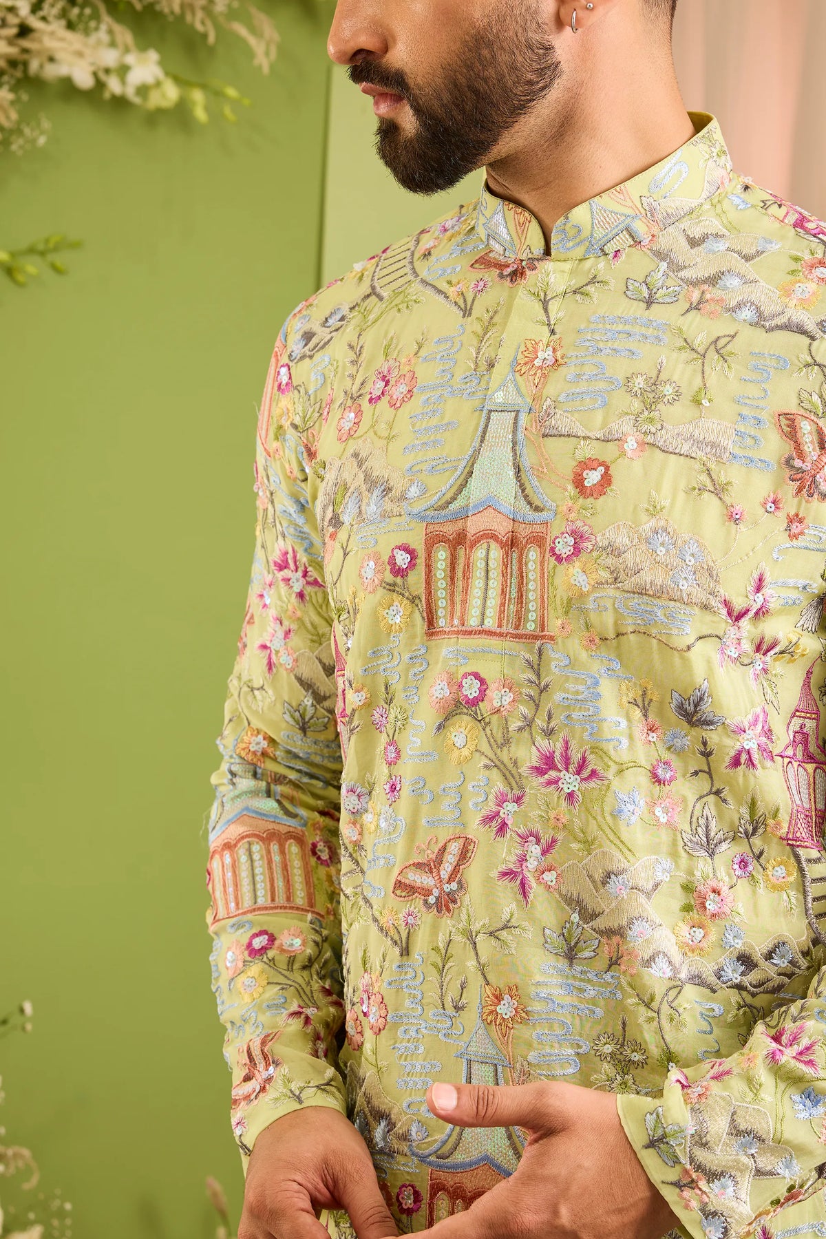 The Kyoto- A Short Kurta Draped in Oriental Storytelling