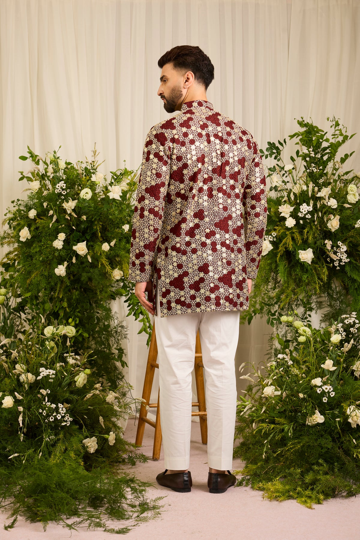 The Beaumont — A Maroon Kurta with Ornate Golden Embellishment