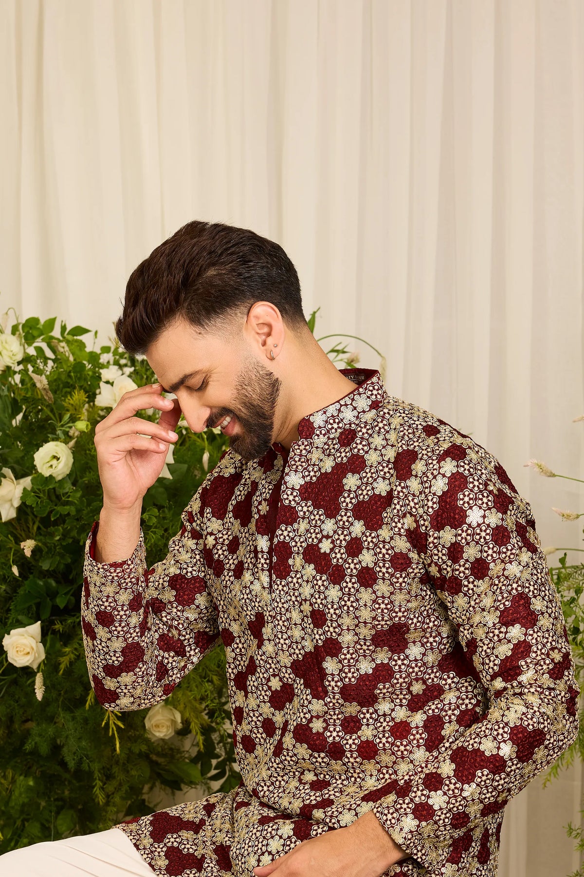 The Beaumont — A Maroon Kurta with Ornate Golden Embellishment