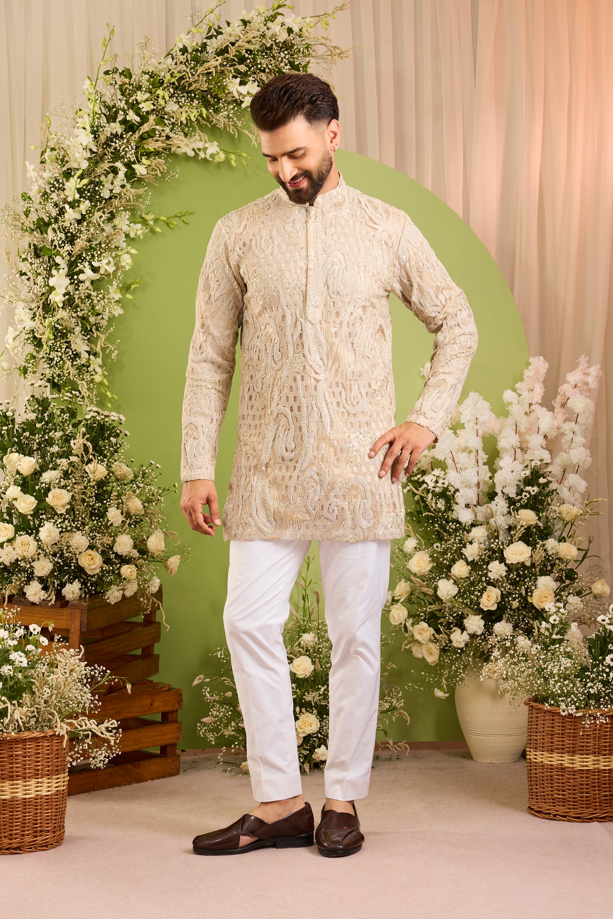 The Dorchester — A Luminous Ivory cut work with Intricate Handwork