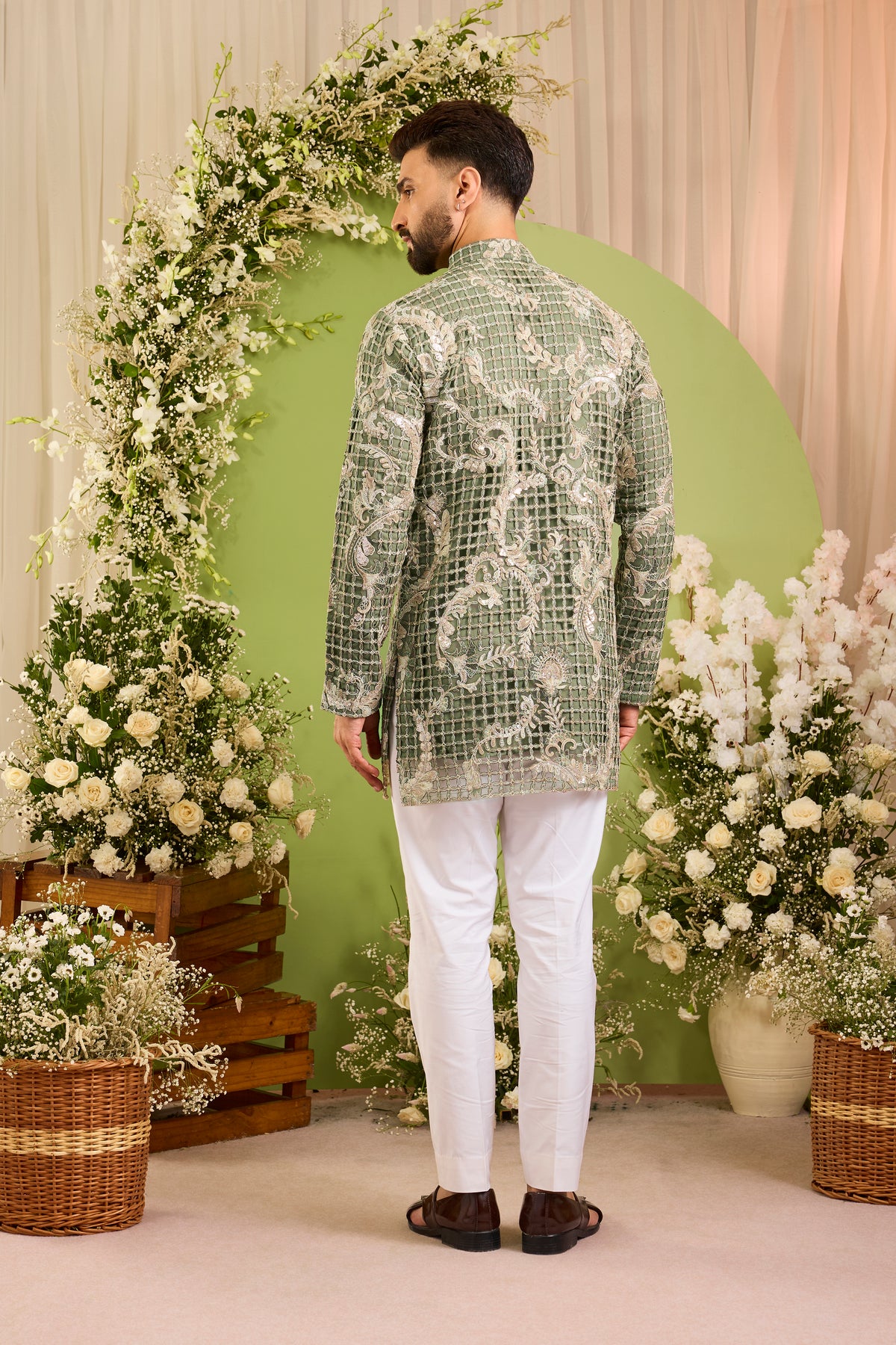 The Magnifique -A Green Kurta Adorned with Jewelled Embellishment