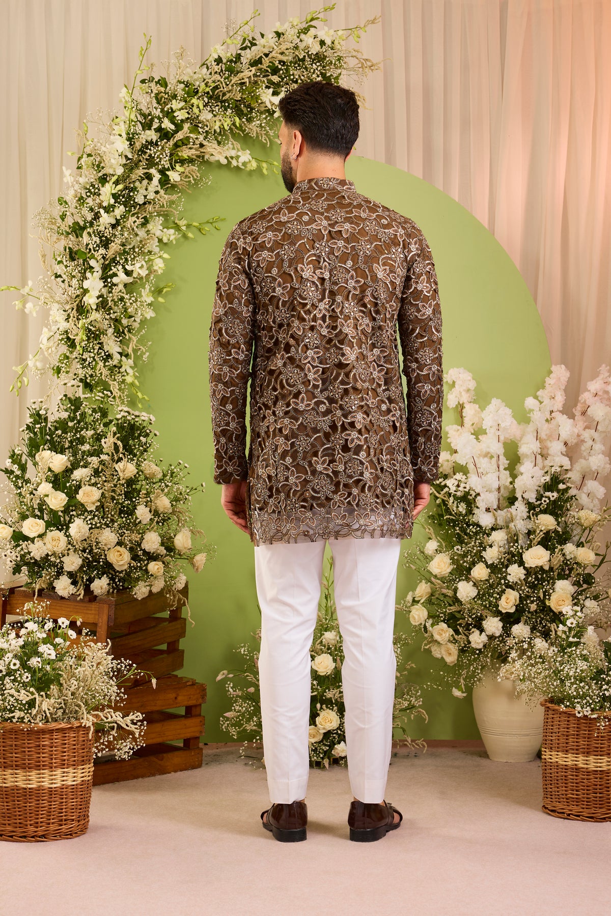 The Magnifique -A brown Kurta Adorned with Jewelled Embellishment