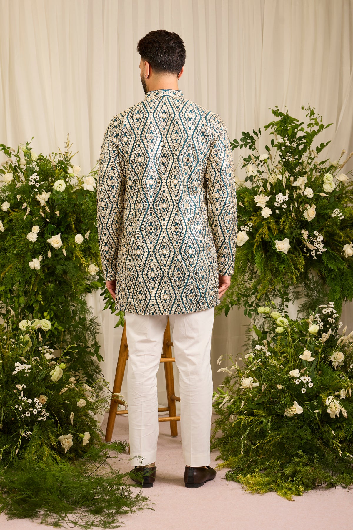 The Haute - A Statement Teal Kurta with Mirror work Detailing