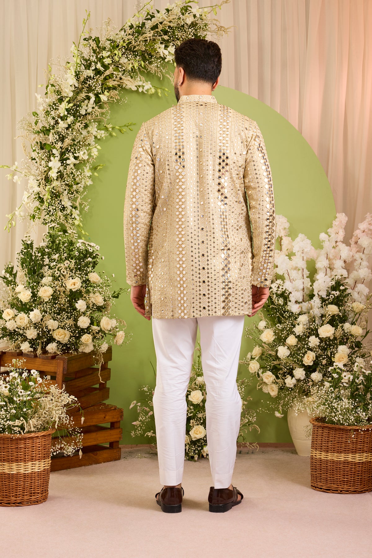 The Golden Hour - A Golden Kurta with Mirror work &  Sequin Detailing