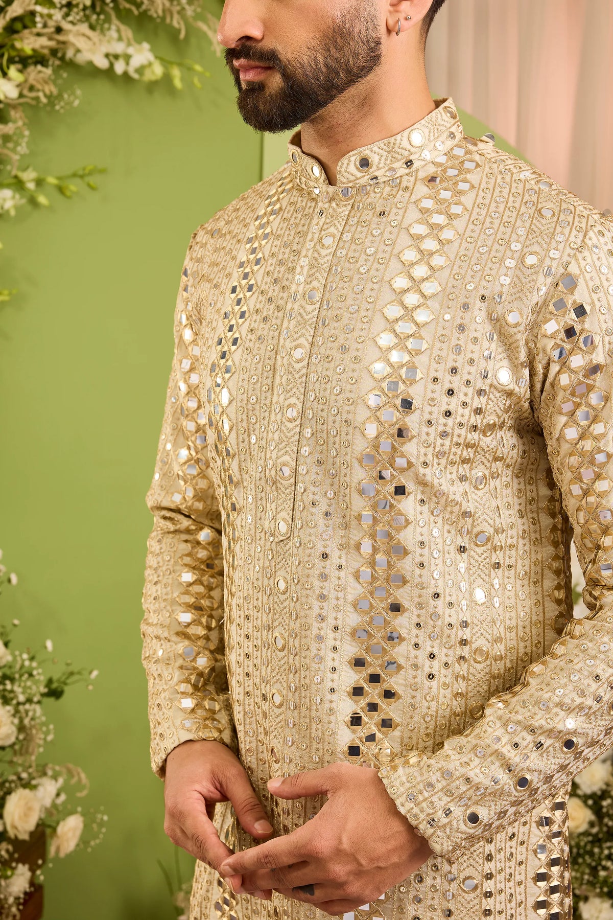 The Golden Hour - A Golden Kurta with Mirror work &  Sequin Detailing