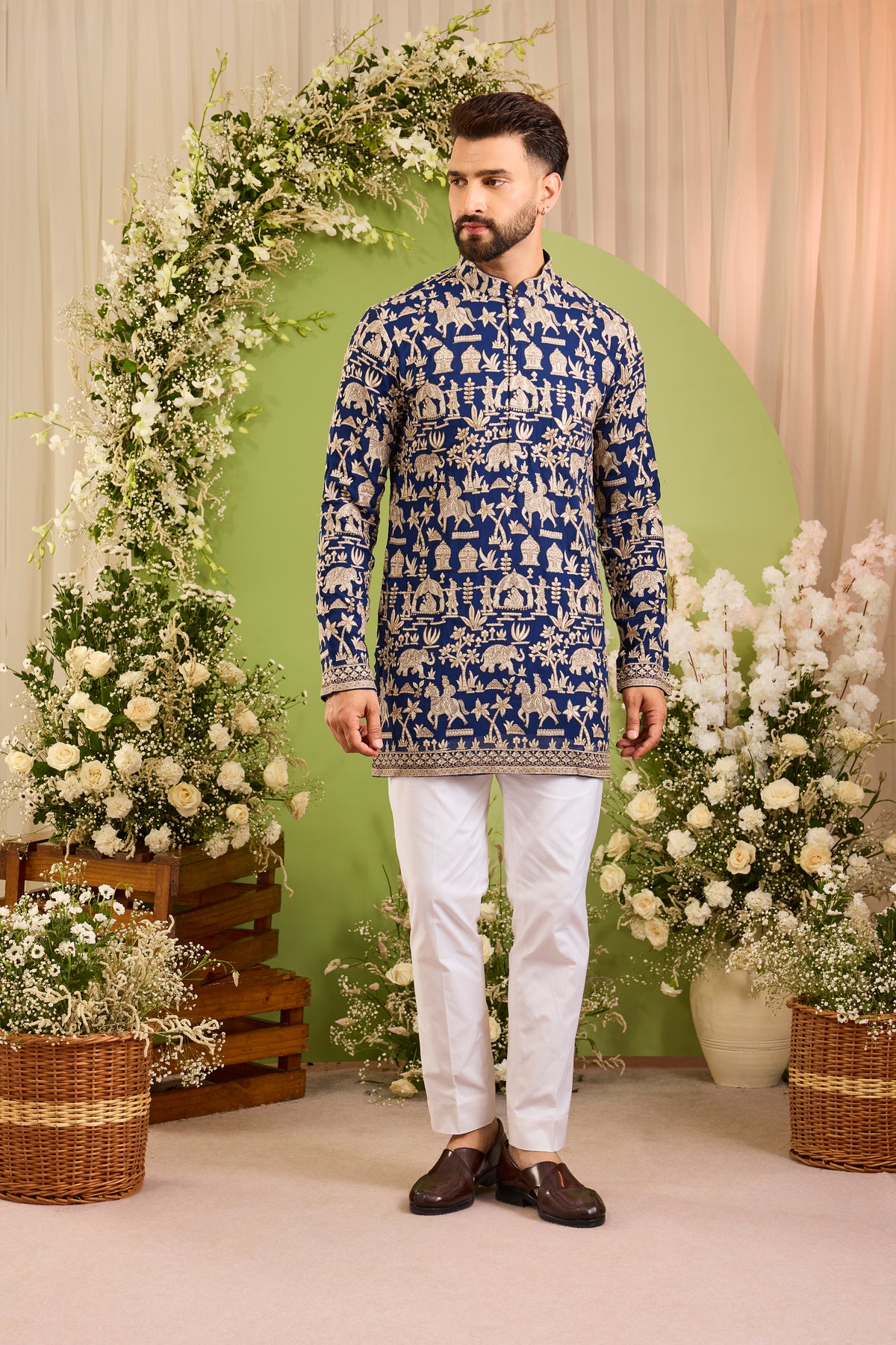 The Imperial Court — A Royal Blue Kurta of Mughal era Grandeur