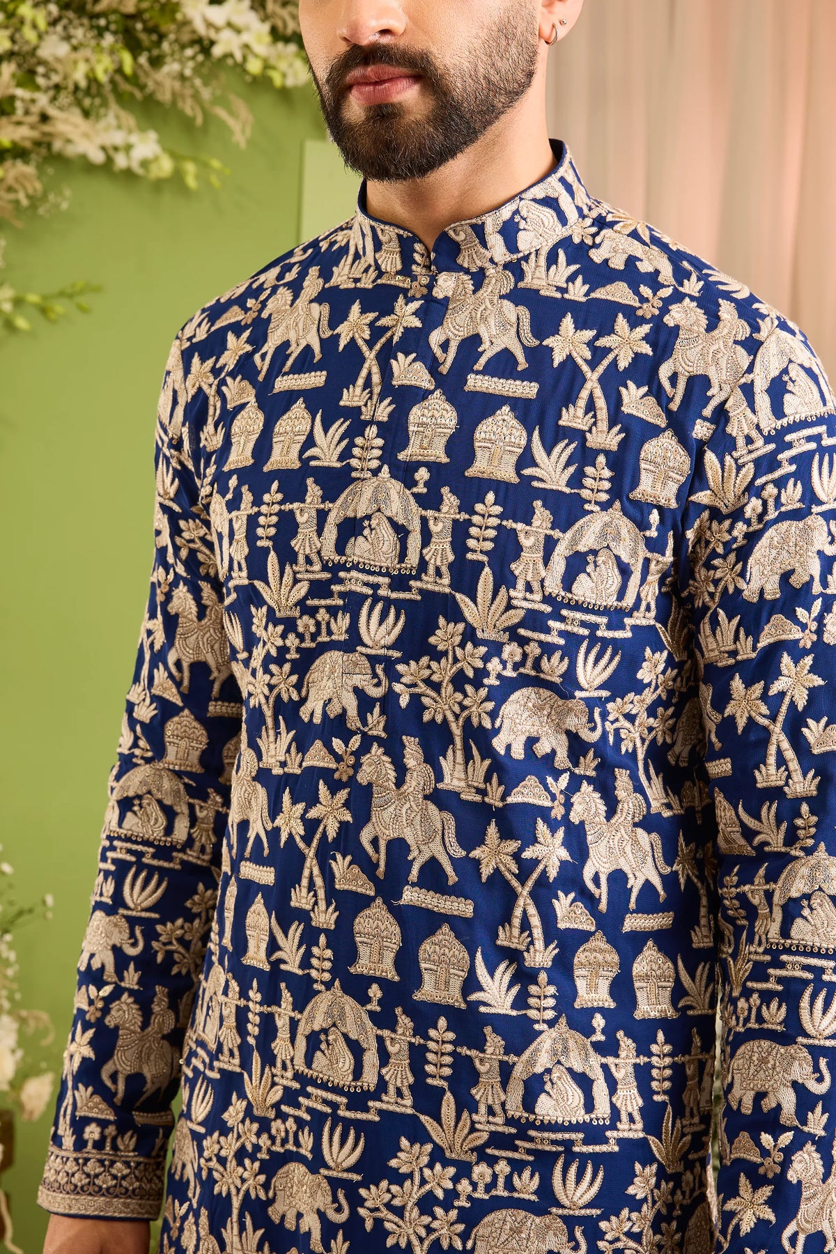 The Imperial Court — A Royal Blue Kurta of Mughal era Grandeur