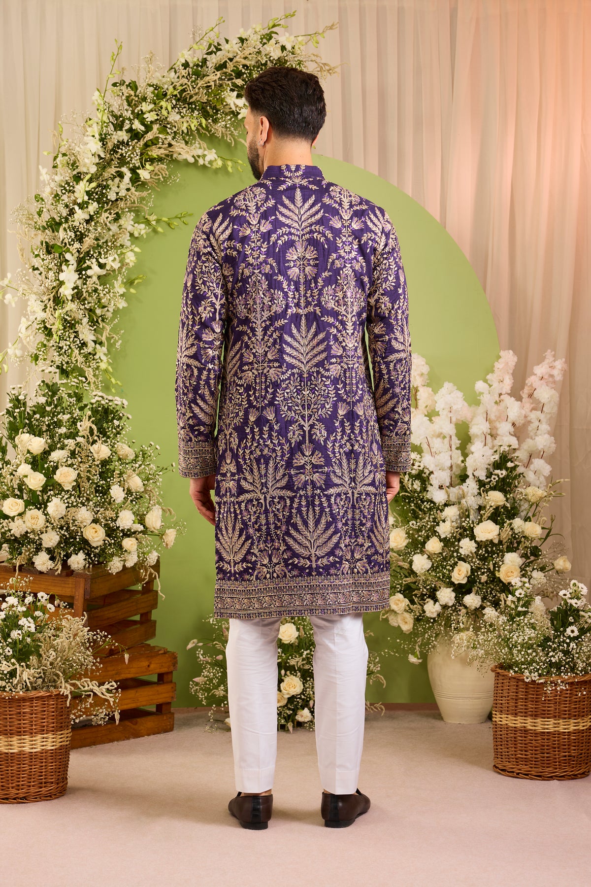 The Cortège — A Purple Kurta with Intricate Botanical Zari 7 sequin  Work