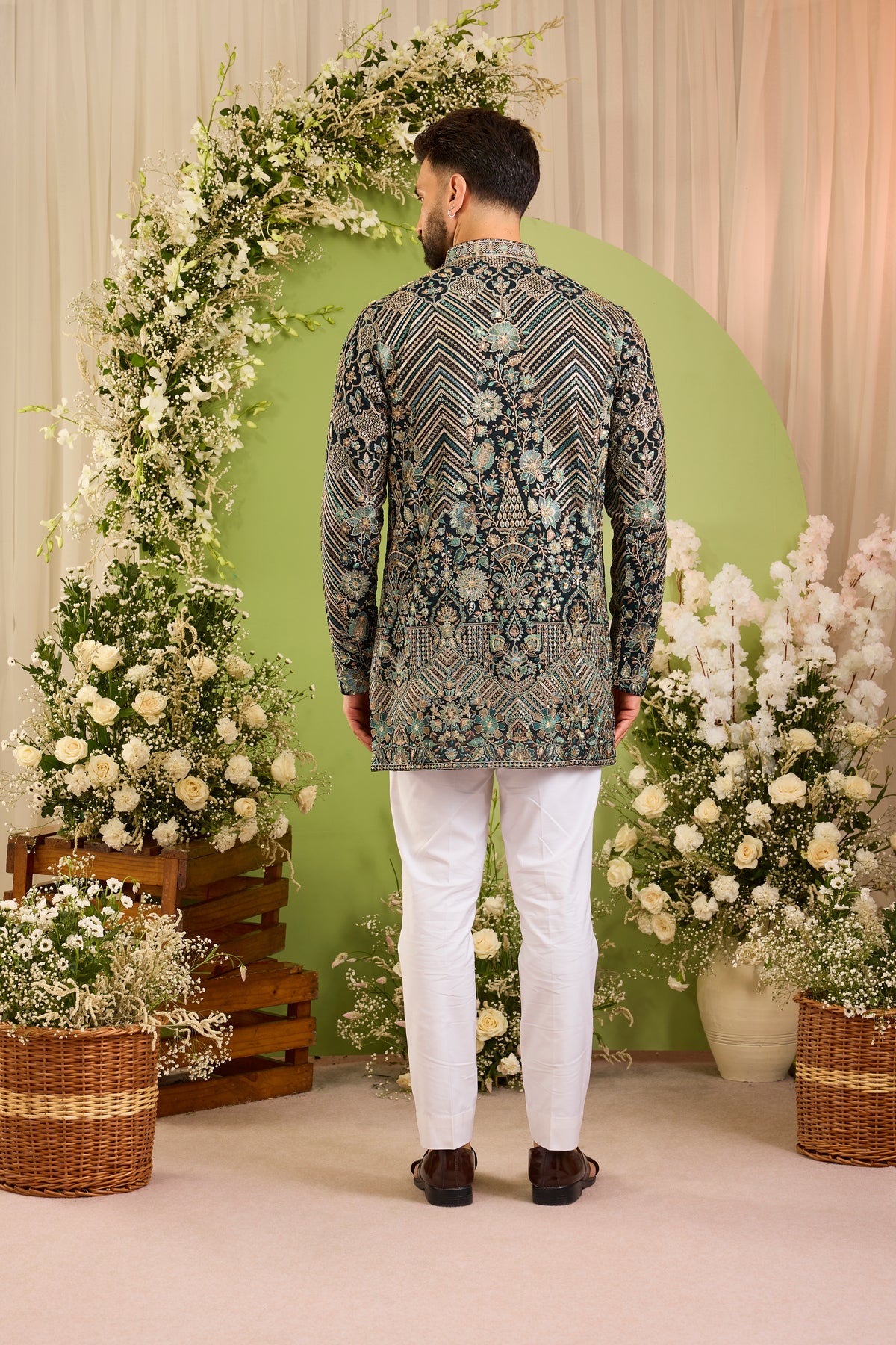 The D'Orsay -A Floral green Kurta Richly Worked in Zari