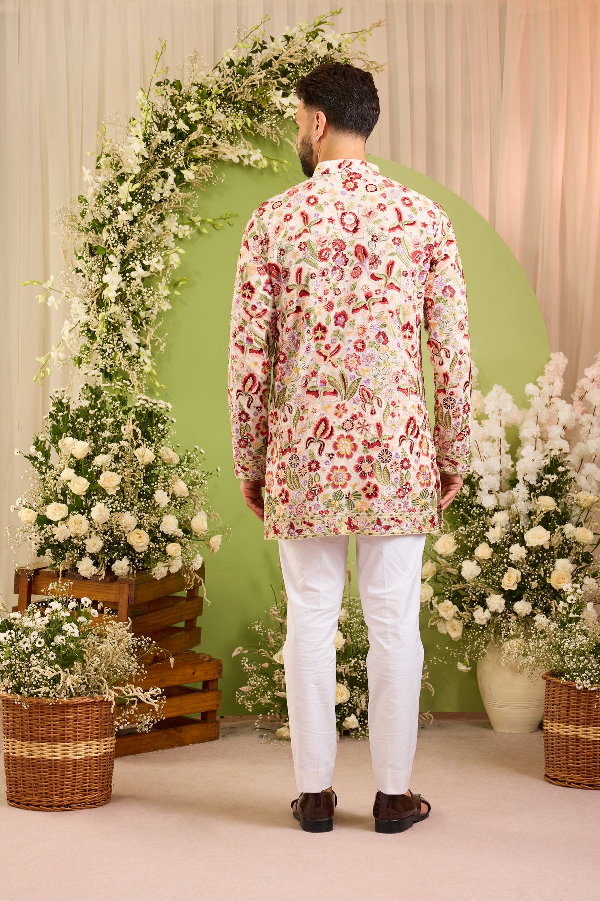 The Fantaisie — A n ivory short kurta with Multicoloured Florals